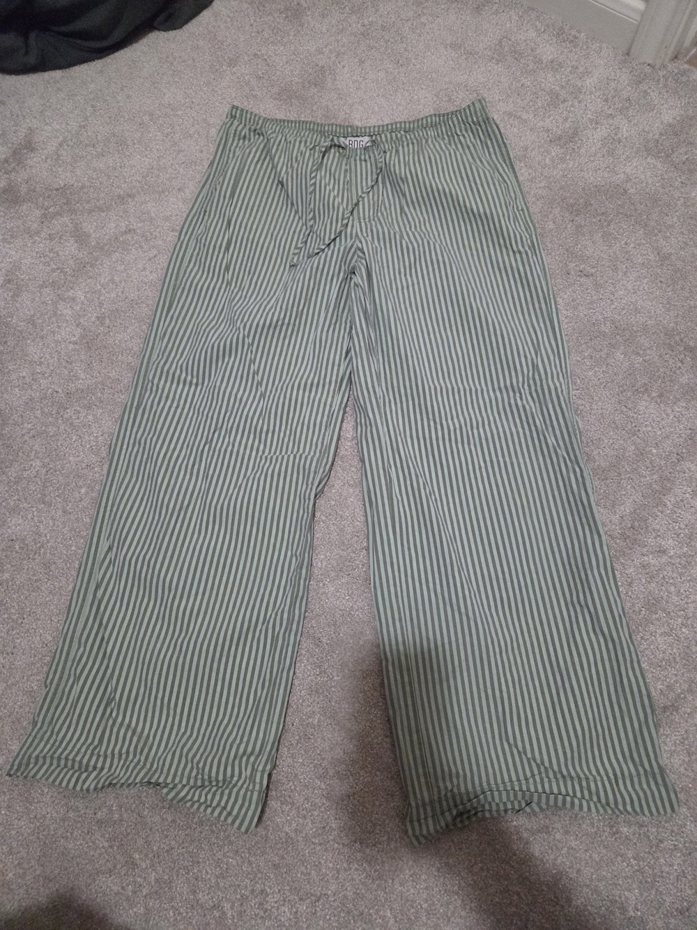 BDG Green and White Striped Wide-Leg Pants